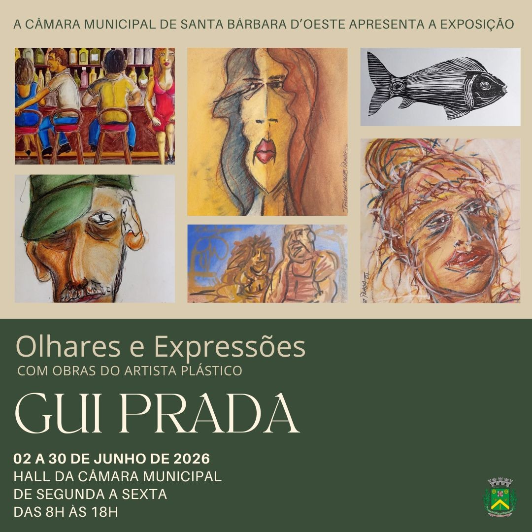 Câmara Municipal recebe exposição “Olhares e Expressões”, do artista plástico Gui Prada